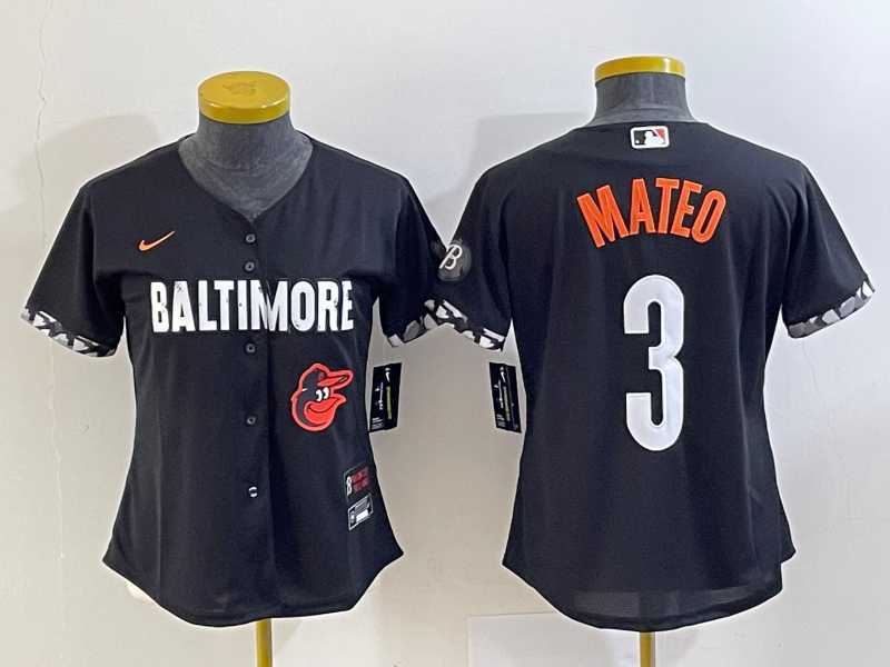 Youth Baltimore Orioles #3 Jorge Mateo Black 2023 City Connect Cool Base Stitched Jersey->mlb youth jerseys->MLB Jersey
